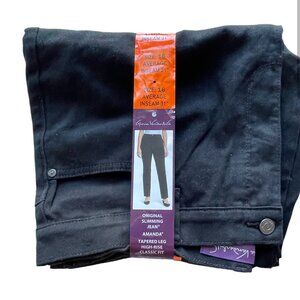 Women's 5 Pockets slimming Jean, Gloria Vanderbilt, 16, Black, NWT